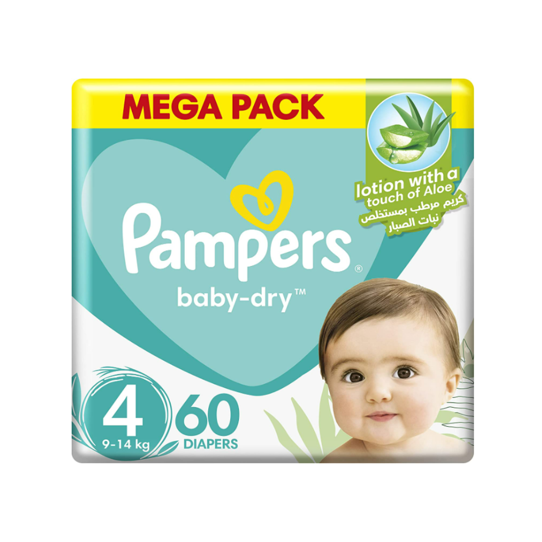 Pampers - Baby Dry 60 Piece - Diaper (9-14 KG) Size 4