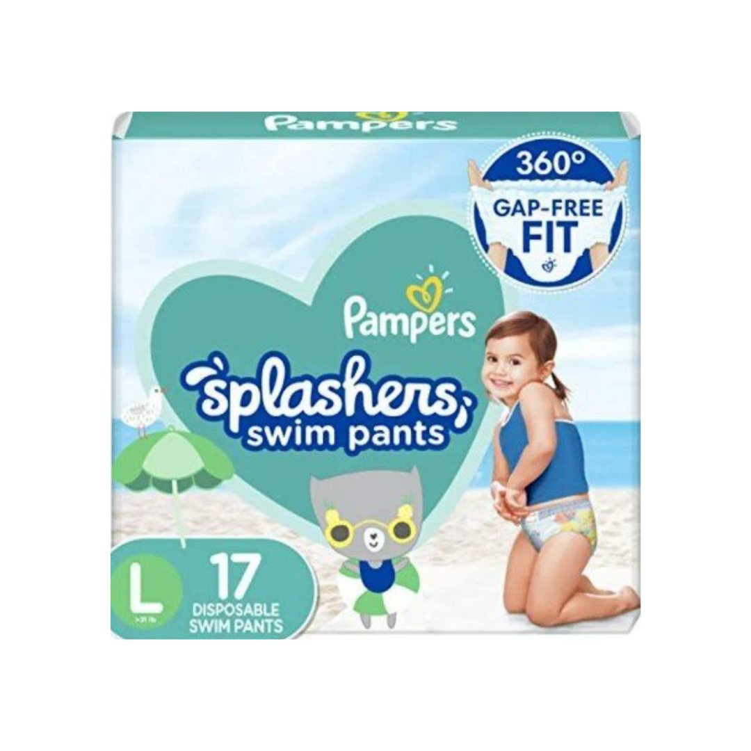 Pampers Splashers Swim Diapers Size 5 (L), 17 Piece, Multicolor