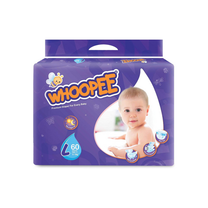 WHOOPEE Premium Diaper 60 Pieces 8 - 13KG L (Made in Malaysia)     ⭐⭐⭐⭐⭐