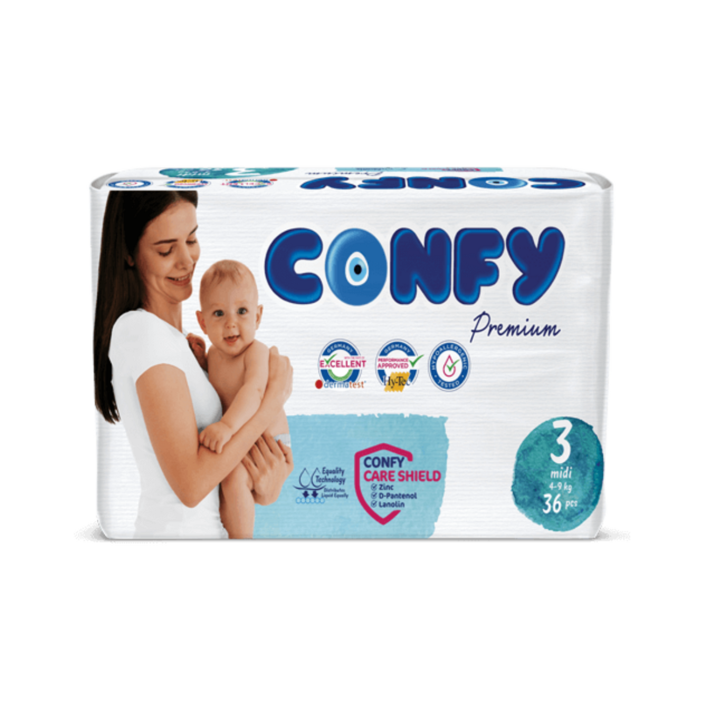 Confy Premium Baby Diaper (4 - 9 KG) - Size 3