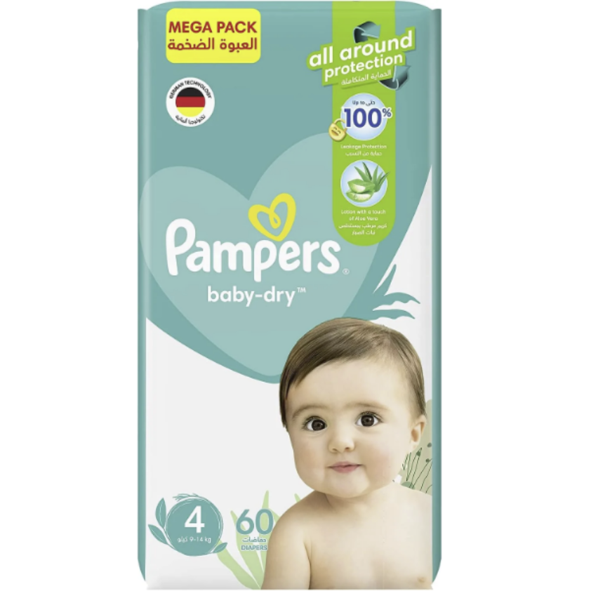 Pampers - Baby Dry 60 Piece - Diaper (9-14 KG) Size 4