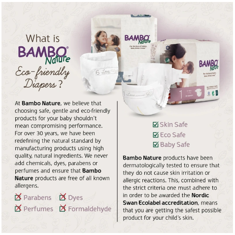 Bambo Nature Eco-Friendly Diapers, Size 5, 11-25kg, 27 Diapers