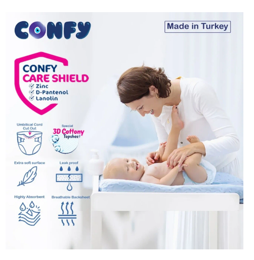 Confy Premium Baby Diaper (3 - 6 KG) - Size 2