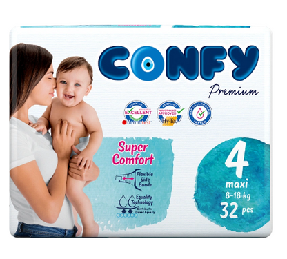 Confy Premium Baby Diaper (7 - 14 KG) - Size 4 Maxi