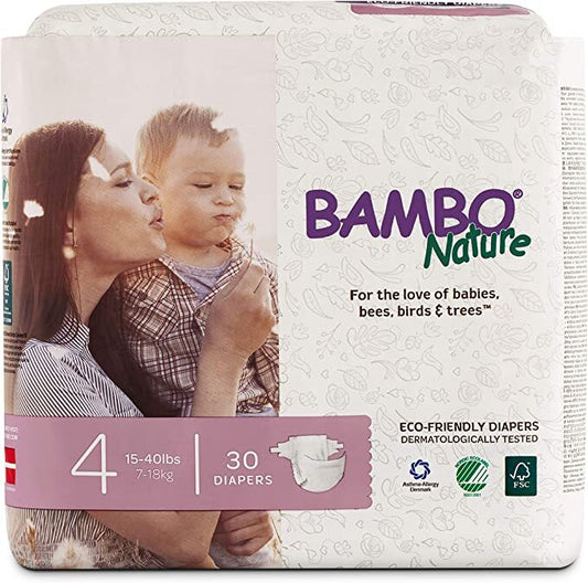 Bambo Nature Eco-Friendly Diapers, Size 4, 7-18kg, 30 Diapers