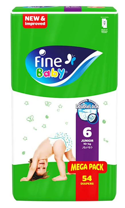 Fine Baby Diapers Double Lock Junior (16+ KG) Size 7