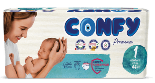 Confy Premium Baby Diaper (2-5 KG) Newborn - Size 1