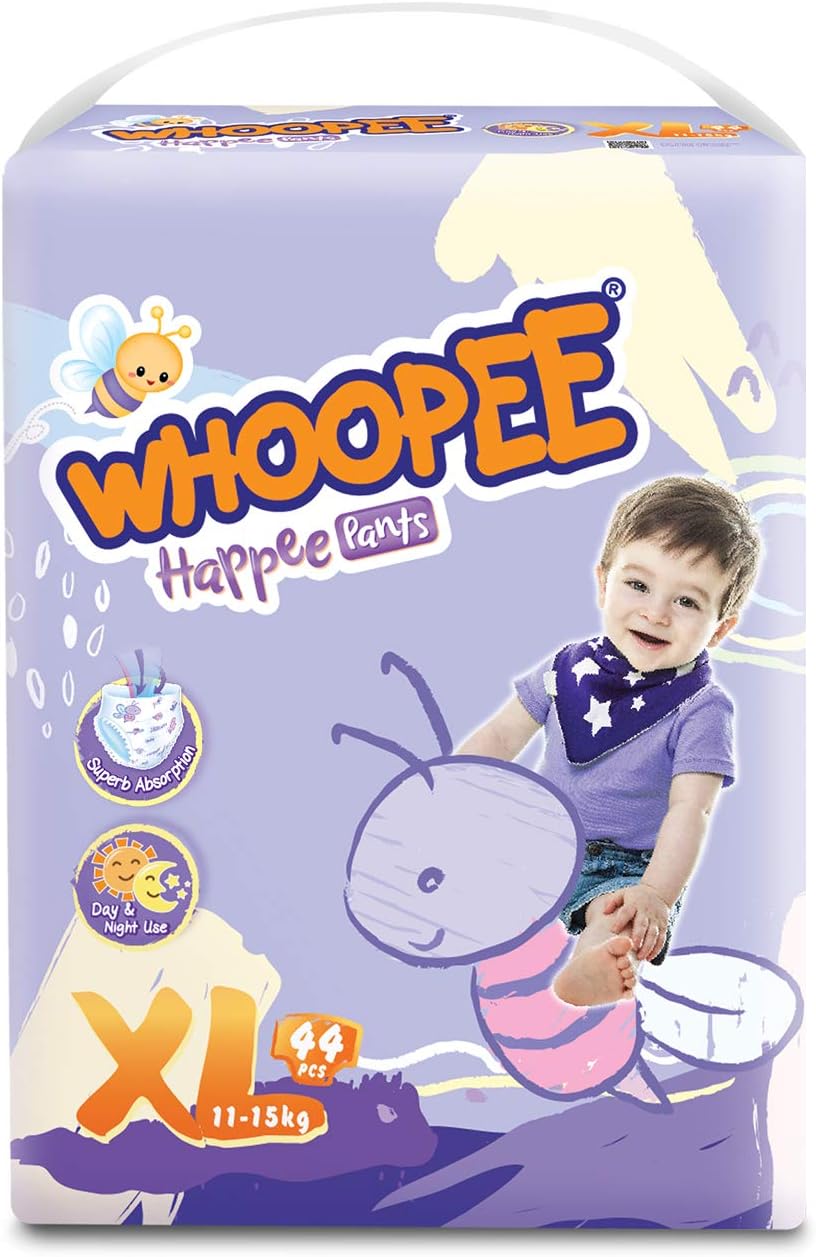 WHOOPEE Happee Pants Diaper 44 Pieces 11 - 13KG XL (Made in Malaysia)     ⭐⭐⭐⭐⭐