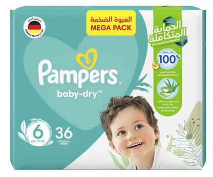 Pampers - Baby Dry 36 Piece - Diaper (13+ KG) Size 6